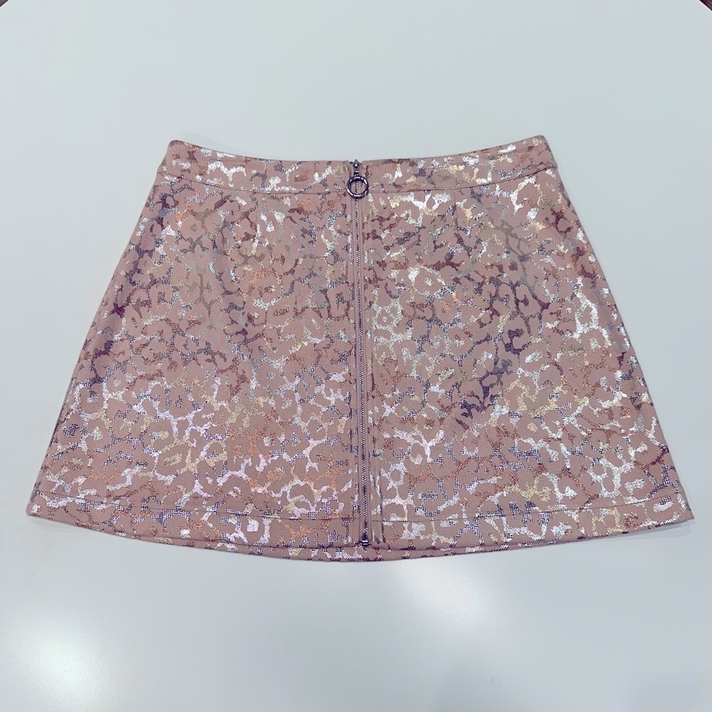 After Market Pink Metallic Animal Print Mini Skirt Sz Large
